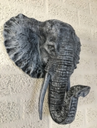 Beautiful black-grey elephant head wall ornament, beautiful!!!